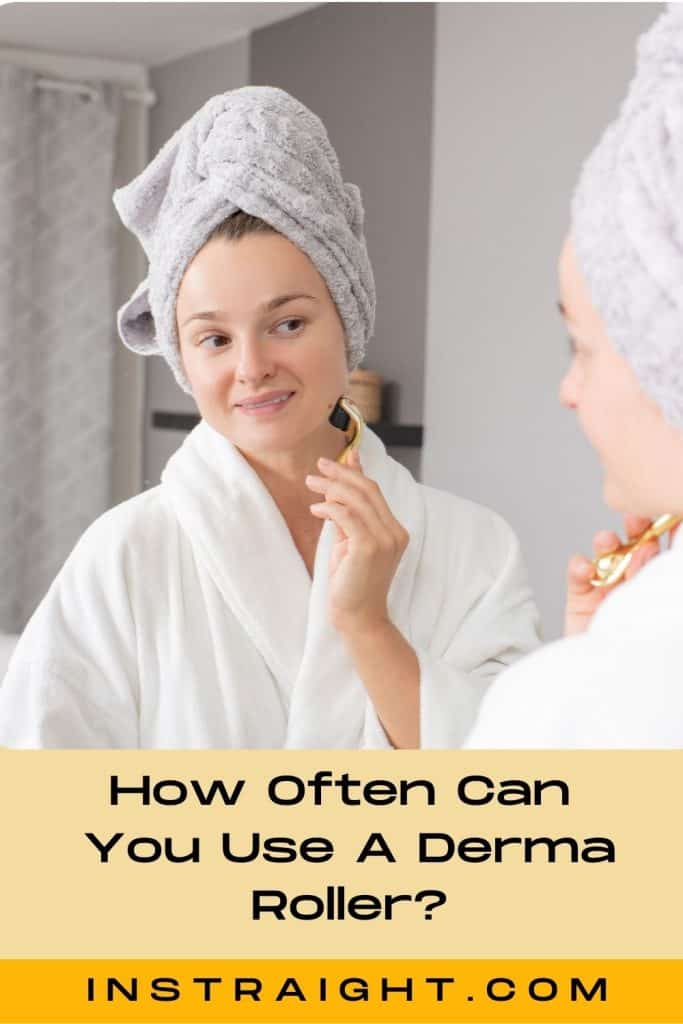 lady using derma roller on her face